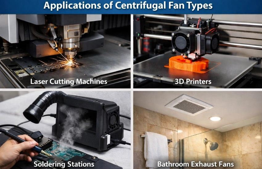applications of centrifugal fan types