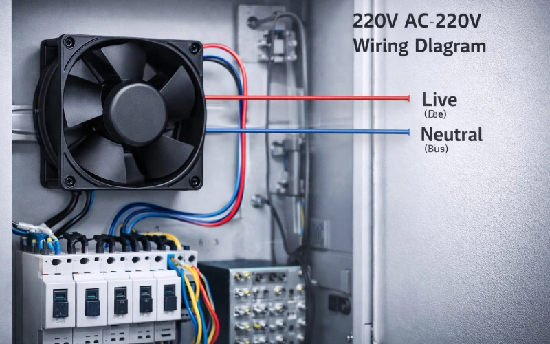 axial fan ac 220v wiring in an electrical cabinet