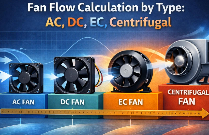 fan flow calculation by type ac, dc, ec, centrifugal