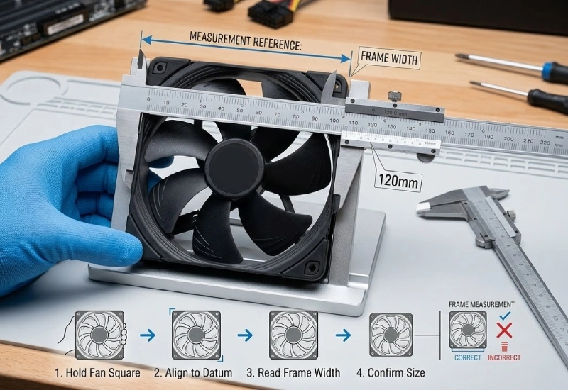 how to measure pc fan size