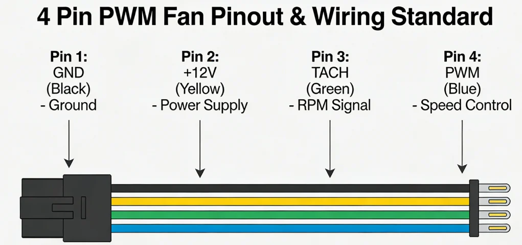 4 pin pwm fan pinout & wiring standard