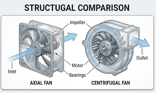 axial fan and a centrifugal fan