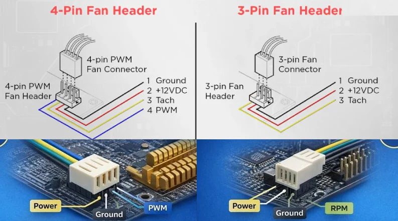 can 3 pin fans plug into 4 pin
