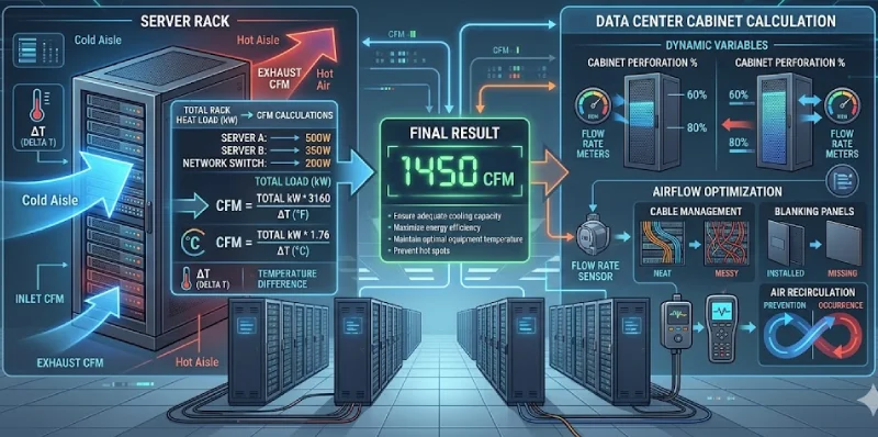 how to calculate cfm for server racks and data center cabinets