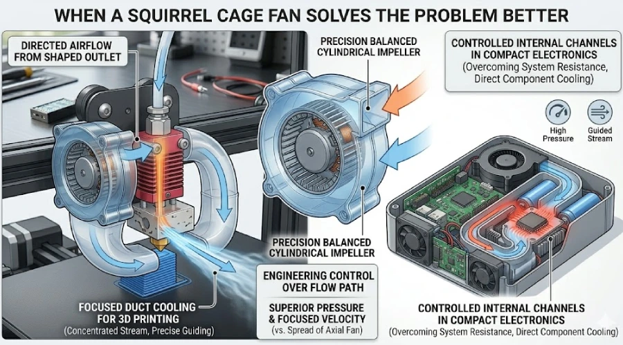 when a squirrel cage fan solves the problem better