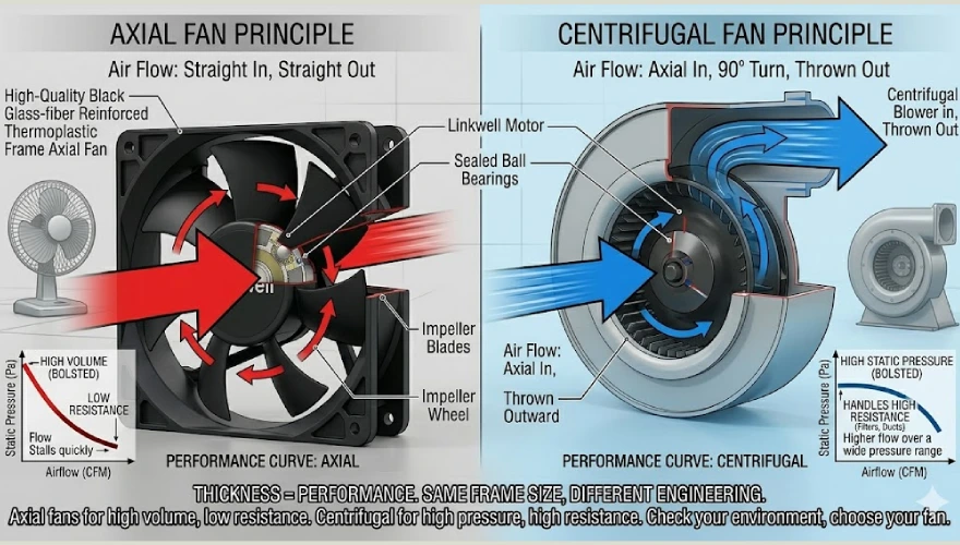 compact axial fan vs centrifugal fan
