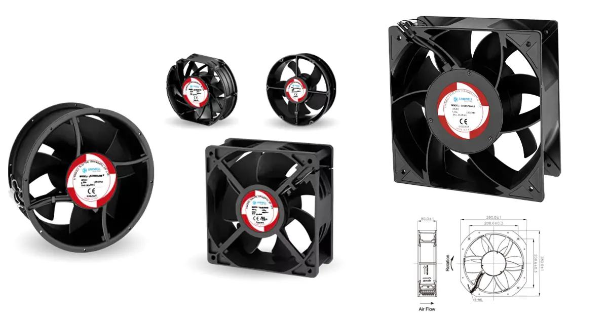 dc axial fan sizes